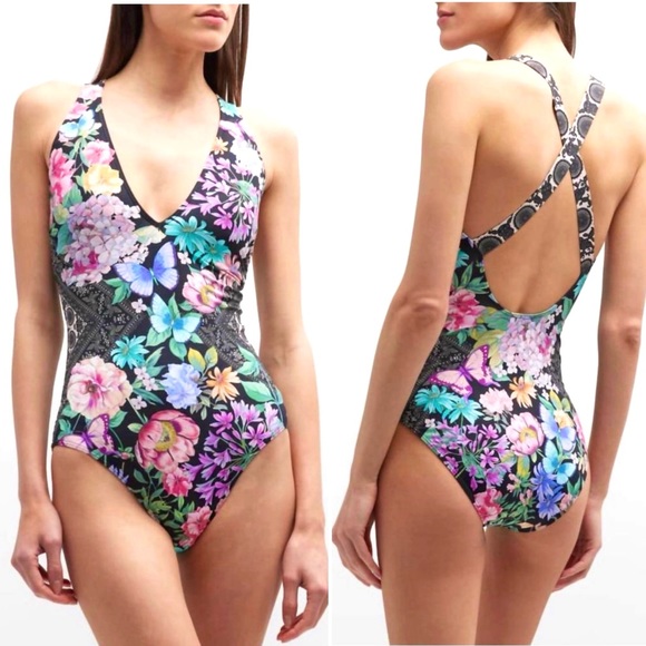 NWT Johnny Was One-Piece Racerback Floral Swimsuit - Picture 4 of 10